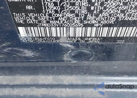 2008 Toyota Rav4 from USA, damaged, VIN JTMBD35V485183761